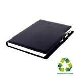 Kalendarz książkowy GEP z długopisem dzienny A4 2027 polski - czarny (czarne wnętrze) - skóra ekologiczna z recyklingu