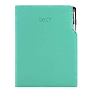 Kalendarz książkowy GEP z długopisem dzienny A4 2027 polski - miętowy