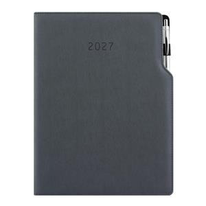 Kalendarz książkowy GEP z długopisem dzienny A4 2027 polski - szary