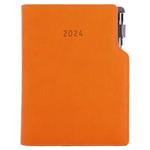 Kalendarz książkowy GEP z długopisem dzienny A5 2024 czeski - pomarańczowy