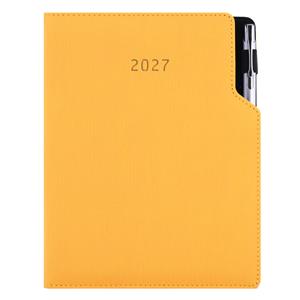 Kalendarz książkowy GEP z długopisem dzienny A5 2027 czeski - musztardowy