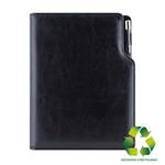 Kalendarz książkowy GEP z długopisem dzienny A5 2027 polski - czarny (czarne wnętrze) - skóra ekologiczna z recyklingu