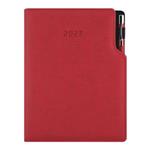 Kalendarz książkowy GEP z długopisem dzienny A5 2027 słowacki?? - czerwony