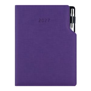 Kalendarz książkowy GEP z długopisem dzienny A5 2027 słowacki?? - fioletowy