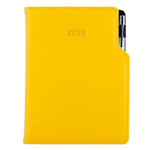 Kalendarz książkowy GEP z długopisem dzienny B6 2023 polski - żółty