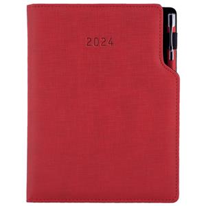 Kalendarz książkowy GEP z długopisem dzienny B6 2024 CZ/SK - czerwony