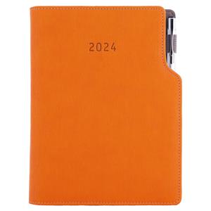 Kalendarz książkowy GEP z długopisem dzienny B6 2024 CZ/SK - pomarańczowy