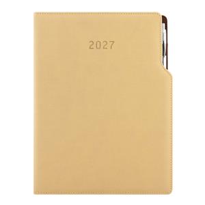 Kalendarz książkowy GEP z długopisem tygodniowy A4 2027 CZ/SK - beżowy