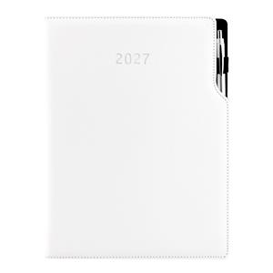 Kalendarz książkowy GEP z długopisem tygodniowy A4 2027 CZ/SK - biały (białe szwy)