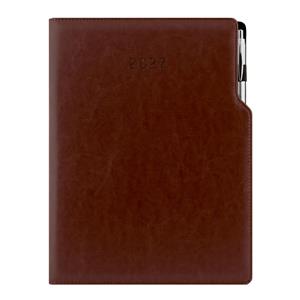 Kalendarz książkowy GEP z długopisem tygodniowy A4 2027 CZ/SK - brązowy