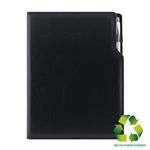 Kalendarz książkowy GEP z długopisem tygodniowy A4 2027 CZ/SK - czarny (czarne wnętrze) - skóra ekologiczna z recyklingu