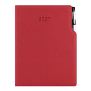 Kalendarz książkowy GEP z długopisem tygodniowy A4 2027 CZ/SK - czerwony