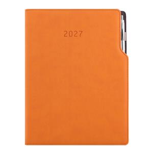 Kalendarz książkowy GEP z długopisem tygodniowy A4 2027 CZ/SK - pomarańczowy