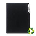 Kalendarz książkowy GEP z długopisem tygodniowy A4 2027 polski - czarny (czarne wnętrze) - skóra ekologiczna z recykling