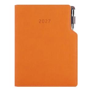 Kalendarz książkowy GEP z długopisem tygodniowy A5 2027 czeski - pomarańczowy