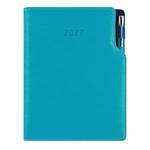 Kalendarz książkowy GEP z długopisem tygodniowy A5 2027 słowacki?? - turkusowy (niebieskie wnętrze)