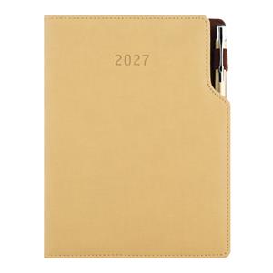 Kalendarz książkowy GEP z długopisem tygodniowy B5 2027 CZ/SK - beżowy