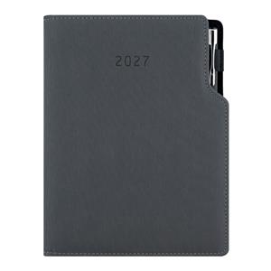 Kalendarz książkowy GEP z długopisem tygodniowy B6 2027 CZ/SK - szary