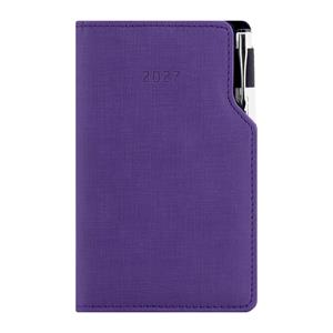 Kalendarz książkowy GEP z długopisem tygodniowy kieszonkowy 2027 czeski - fioletowy