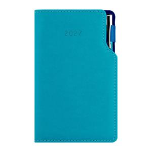 Kalendarz książkowy GEP z długopisem tygodniowy kieszonkowy 2027 czeski - turkusowy (niebieskie wnętrze)