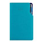 Kalendarz książkowy GEP z długopisem tygodniowy kieszonkowy 2027 czeski - turkusowy (niebieskie wnętrze)