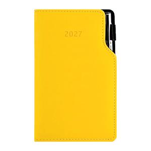 Kalendarz książkowy GEP z długopisem tygodniowy kieszonkowy 2027 czeski - żółty