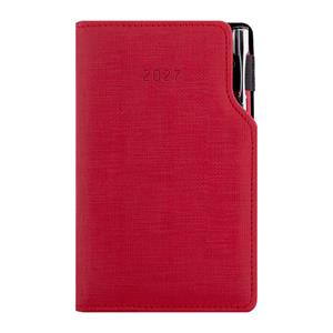 Kalendarz książkowy GEP z długopisem tygodniowy kieszonkowy 2027 polski - czerwony