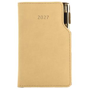 Kalendarz książkowy GEP z długopisem tygodniowy kieszonkowy 2027 słowacki?? - beżowy