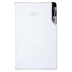 Kalendarz książkowy GEP z długopisem tygodniowy kieszonkowy 2027 słowacki?? - biały (czarne szwy)