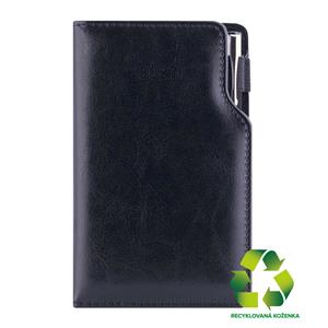 Kalendarz książkowy GEP z długopisem tygodniowy kieszonkowy 2027 słowacki?? - czarny (czarne wnętrze) - skóra ekologiczn