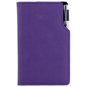 Kalendarz książkowy GEP z długopisem tygodniowy kieszonkowy 2027 słowacki?? - fioletowy