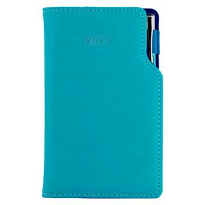Kalendarz książkowy GEP z długopisem tygodniowy kieszonkowy 2027 słowacki?? - turkusowy (niebieskie wnętrze)