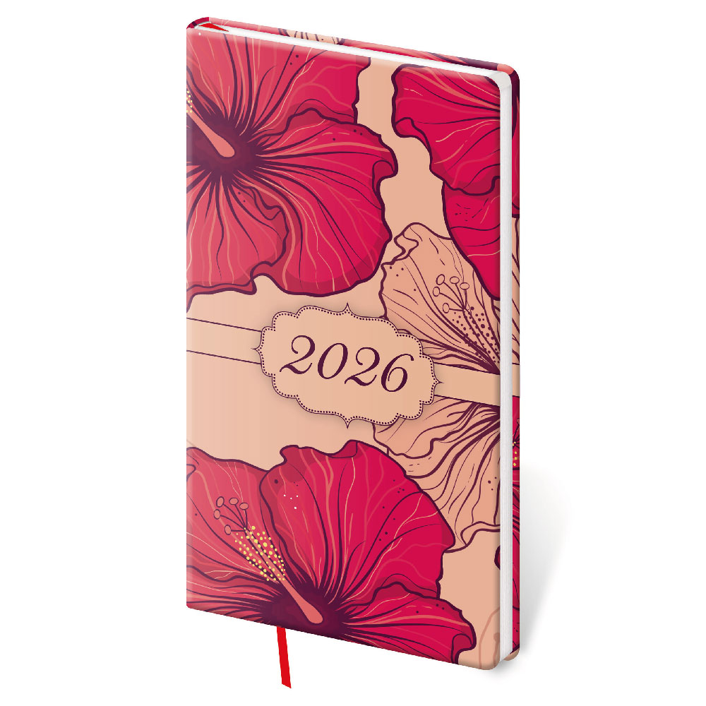 Kalendarz książkowy kieszonkowy tygodniowy 2026 Vario - Lyra Hibiscus