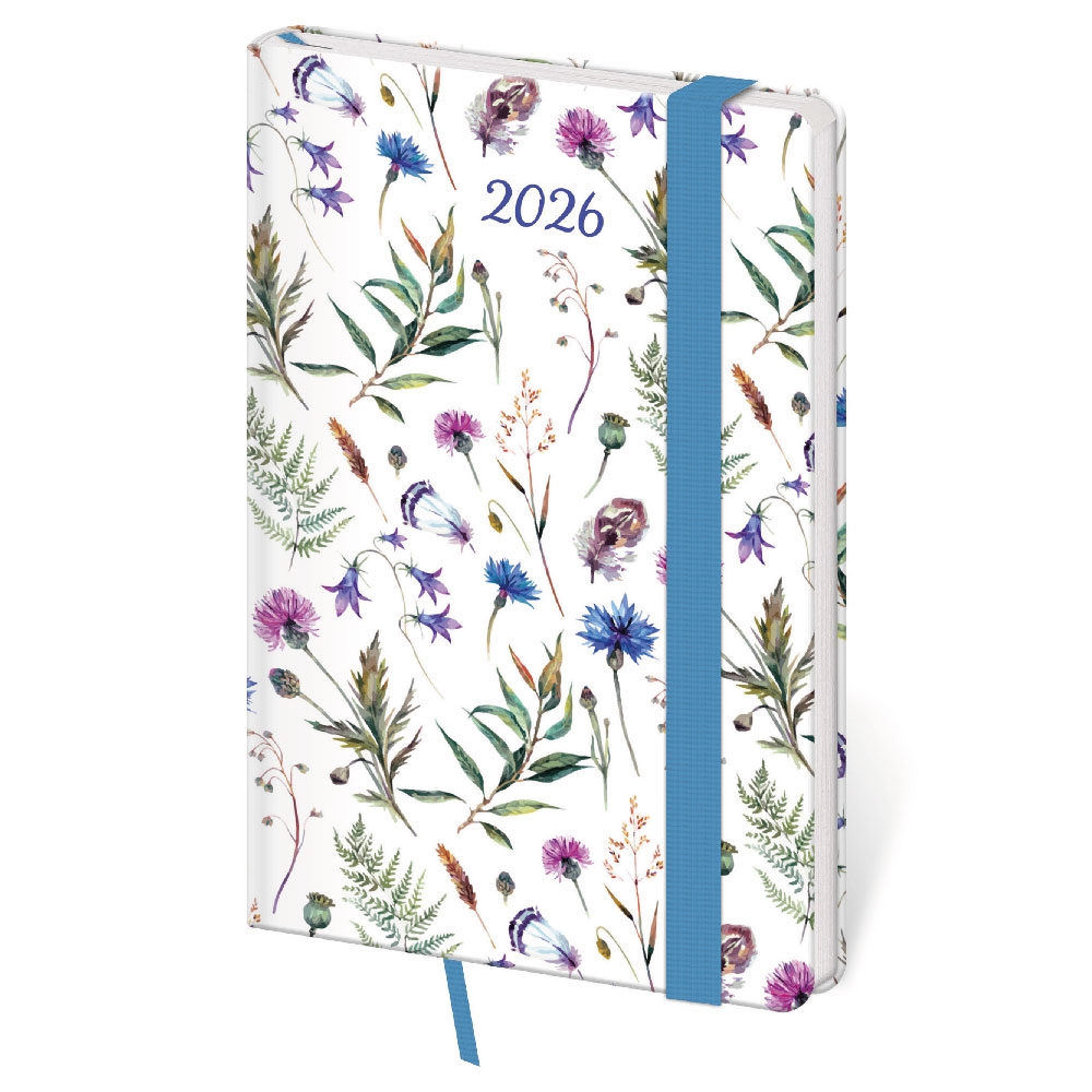 Kalendarz książkowy kieszonkowy tygodniowy 2026 Vario - Wildflowers z gumką