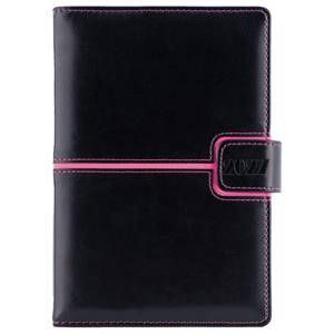 Kalendarz książkowy MAGNETIC dzienny A5 2027 słowacki?? - czarny/różowy