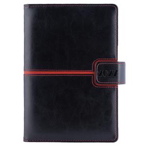 Kalendarz książkowy MAGNETIC tygodniowy z notesem A5 2027 CZ/SK - czarny/czerwony