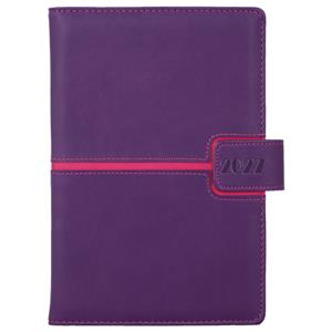 Kalendarz książkowy MAGNETIC tygodniowy z notesem A5 2027 CZ/SK - fioletowy/różowy