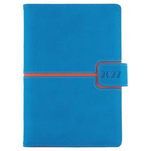 Kalendarz książkowy MAGNETIC tygodniowy z notesem A5 2027 CZ/SK - niebieski/pomarańczowy
