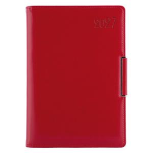 Kalendarz książkowy METALIC tygodniowy A5 2027 słowacki?? - czerwony