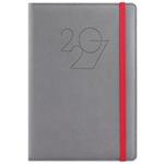 Kalendarz książkowy POLY tygodniowy A5 2027 polski - szary/czerwona gumka