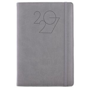Kalendarz książkowy POLY tygodniowy z notesem A5 2027 CZ/SK - szary