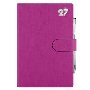 Kalendarz książkowy SPLIT CRYSTAL dzienny A5 2027 polski - fuksjowy