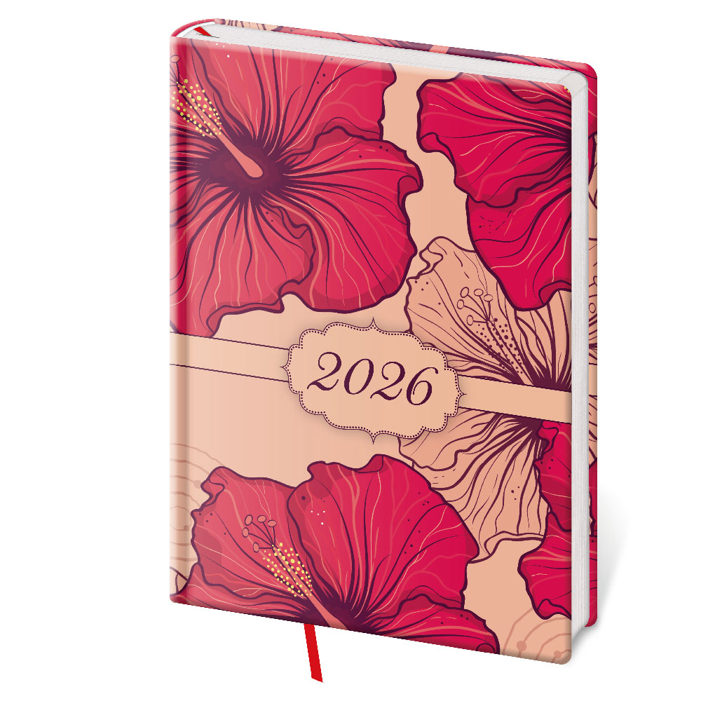 Kalendarz książkowy tygodniowy A5 2026 Vario - Lyra Hibiscus