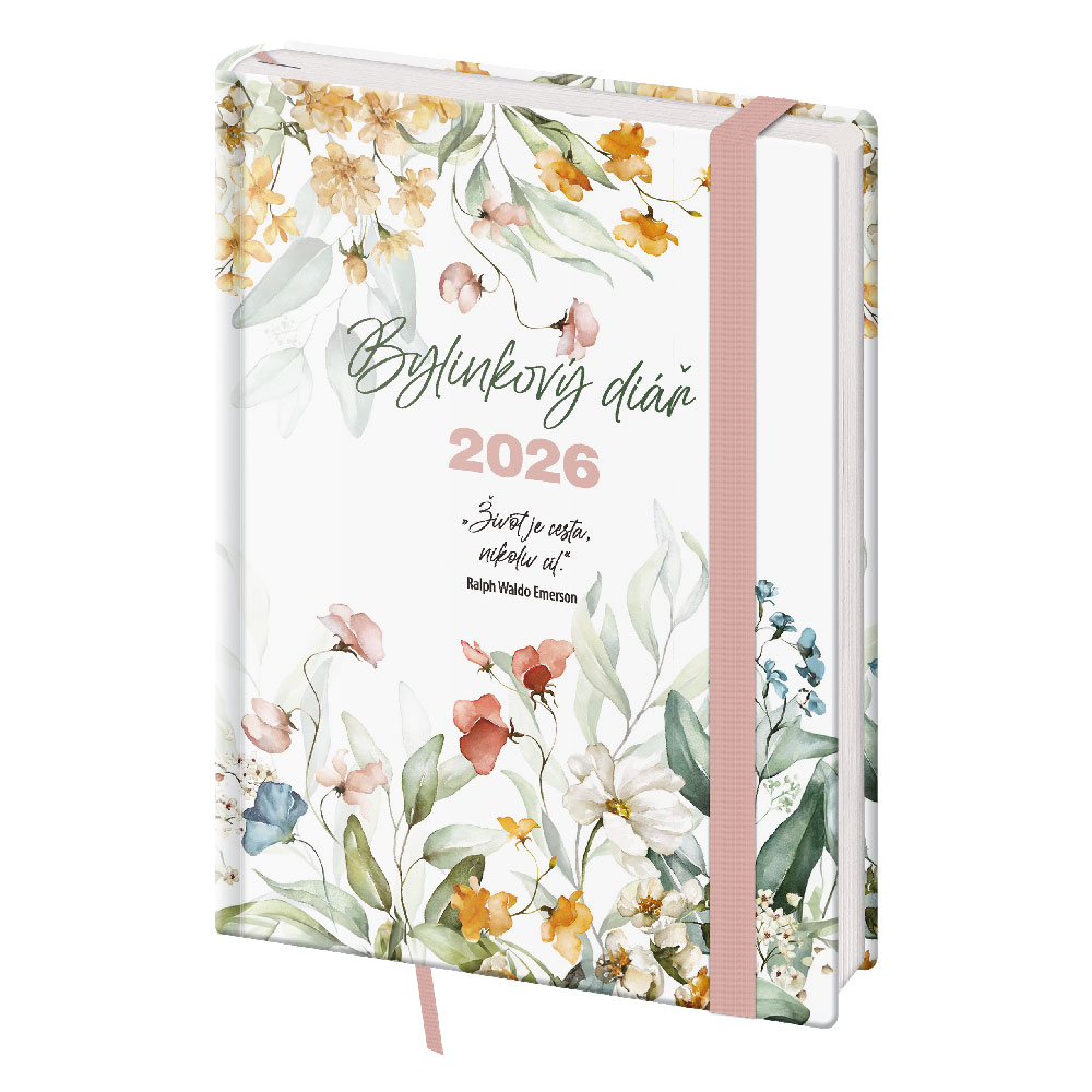 Kalendarz książkowy tygodniowy B6 Ziołowy Flowers z gumka