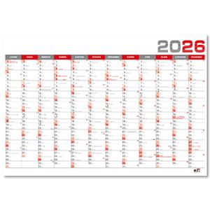 Kalendarz ścienny roczny 2026 B1 - czerwony
