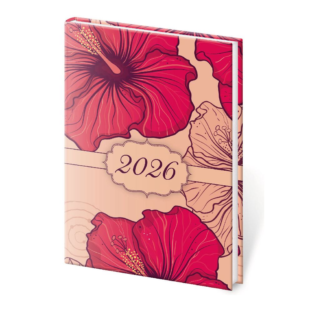 Kalendarz tygodniowy kieszonkowy A7 2026 Vario - Lyra Hibiscus
