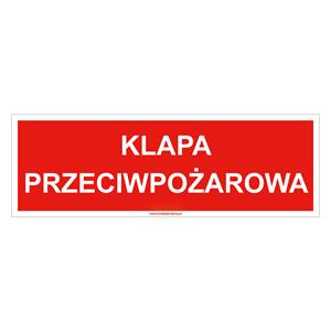 Klapa przeciwpożarowa - znak, płyta PVC 1 mm 150x50 mm