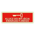 Klucz do wyjścia ewakuacyjnego - fotoluminescencyjny znak, płyta PVC 2 mm 150x50 mm