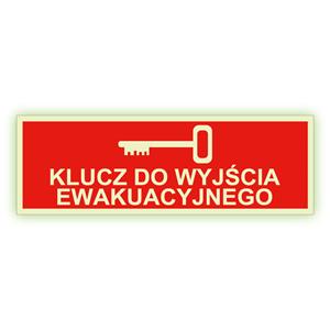 Klucz do wyjścia ewakuacyjnego - fotoluminescencyjny znak, płyta PVC 2 mm 300x75 mm