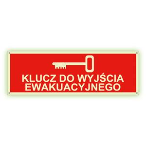 Klucz do wyjścia ewakuacyjnego - fotoluminescencyjny znak z dziurkami, płyta PVC 2 mm 150x50 mm